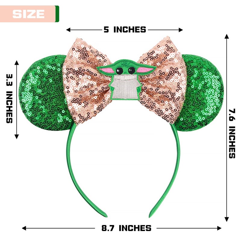 MADO Mouse Ears Headband for Women, Kids, and Adults - Green Park Ears Headbands (STWARS-GG-YD) - Image 3